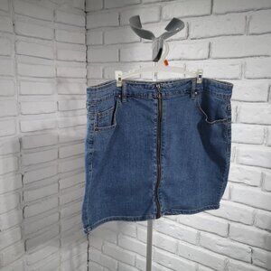 Zic Ladies Front Full Zip Blue Jean Denim Skirt